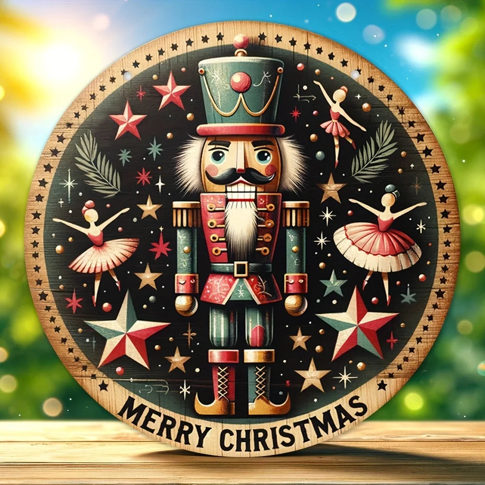 Nutcracker Cheer™ Round Wooden Christmas Wall Sign