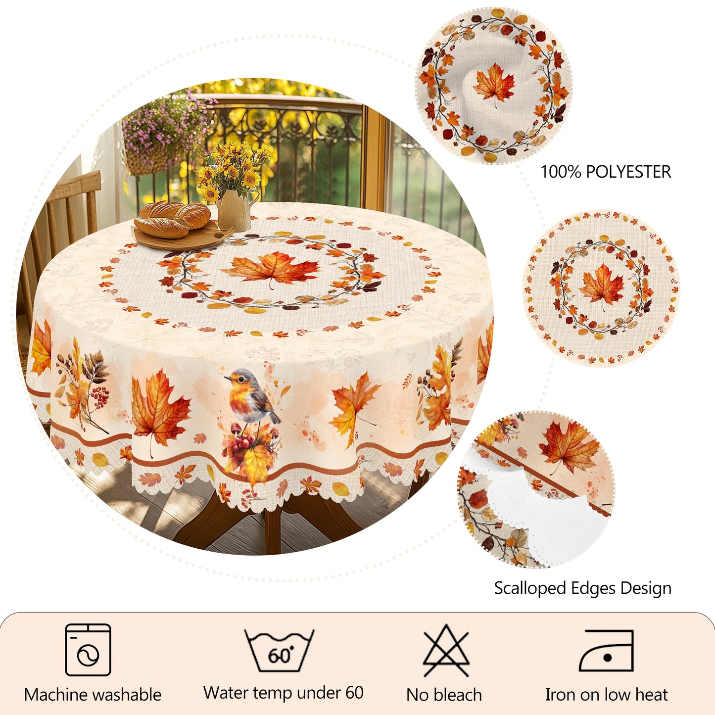 Harvest Maple™ Fall Tablecloth – Rectangular & Round