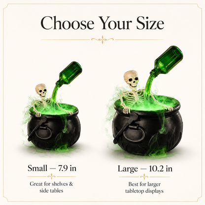 Hocus Mist™ Skeleton Cauldron with Green Fog & Glow