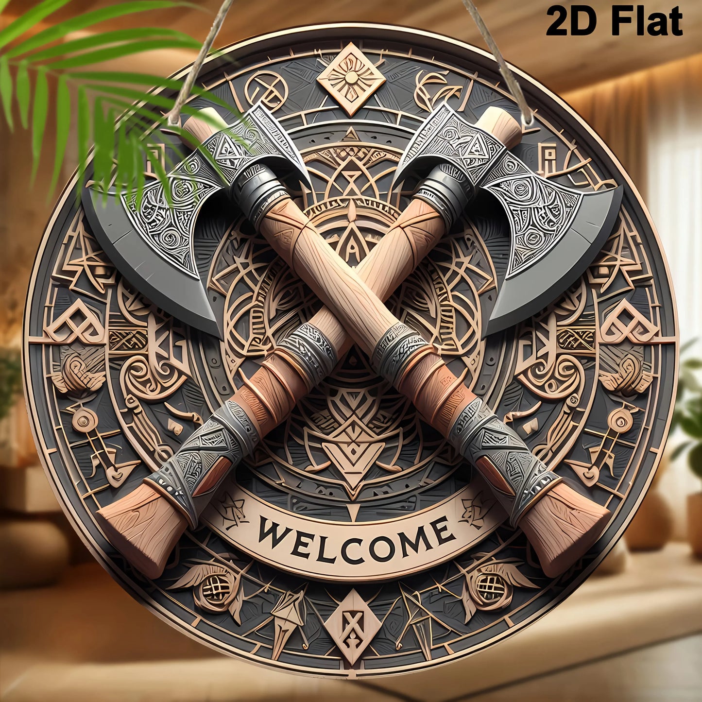 Valhalla Welcome™ Viking Axes Aluminum Wall Sign – 8 in