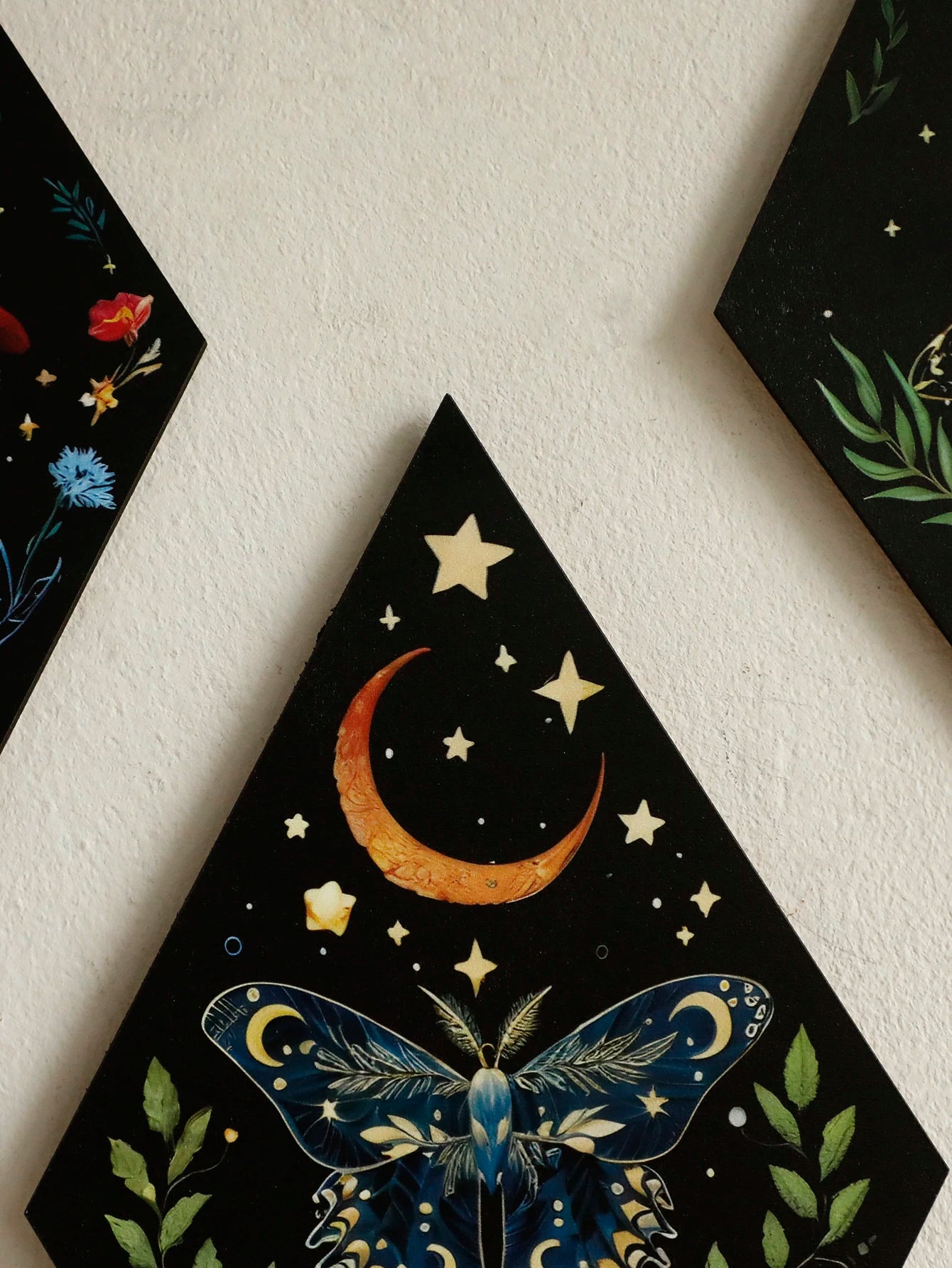 Moonlit Moths™ Celestial Wooden Wall Art – Set of 3