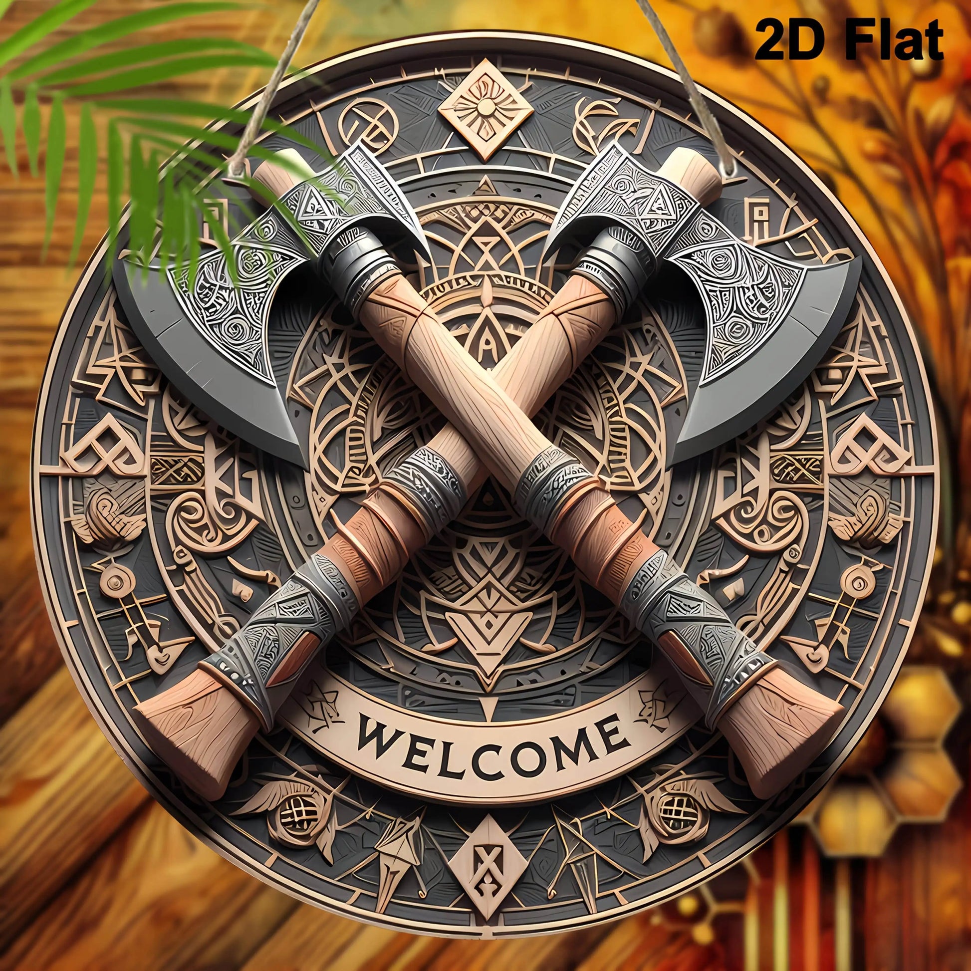 Valhalla Welcome™ Viking Axes Aluminum Wall Sign – 8 in