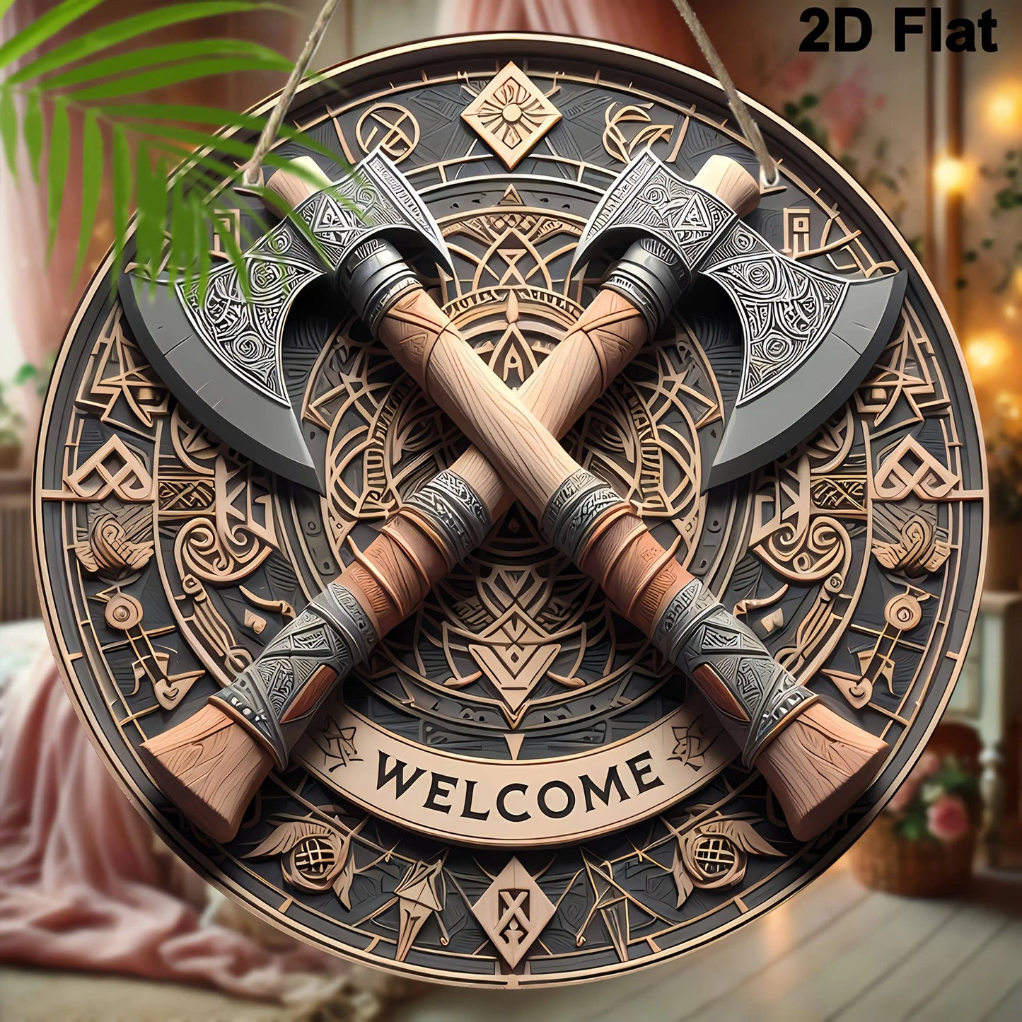 Valhalla Welcome™ Viking Axes Aluminum Wall Sign – 8 in