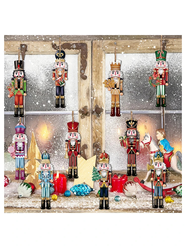Colorful miniature wooden Christmas nutcracker figurines