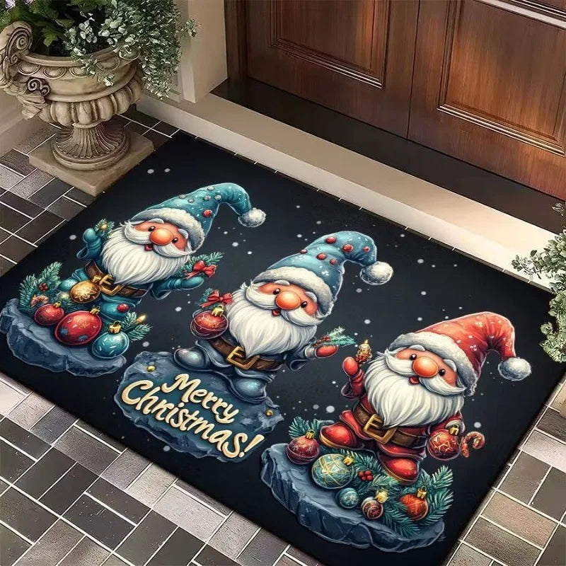 Four Christmas gnome and snowman entry mat design options