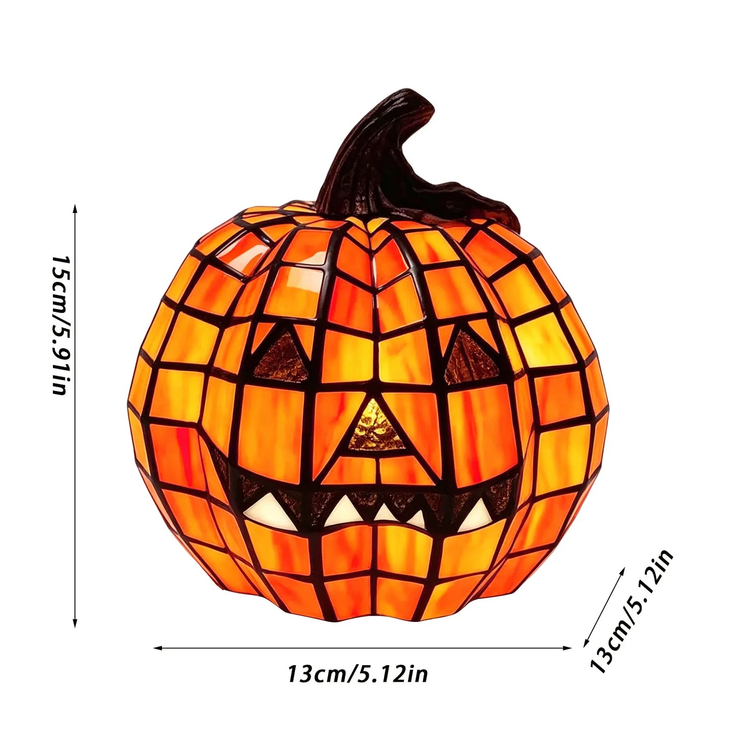 Harvest Glow™ Stained-Glass-Style Pumpkin Table Lamp
