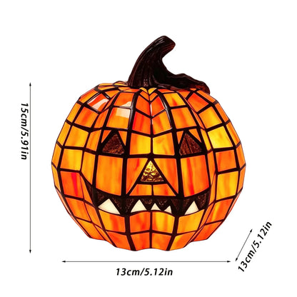 Harvest Glow™ Stained-Glass-Style Pumpkin Table Lamp