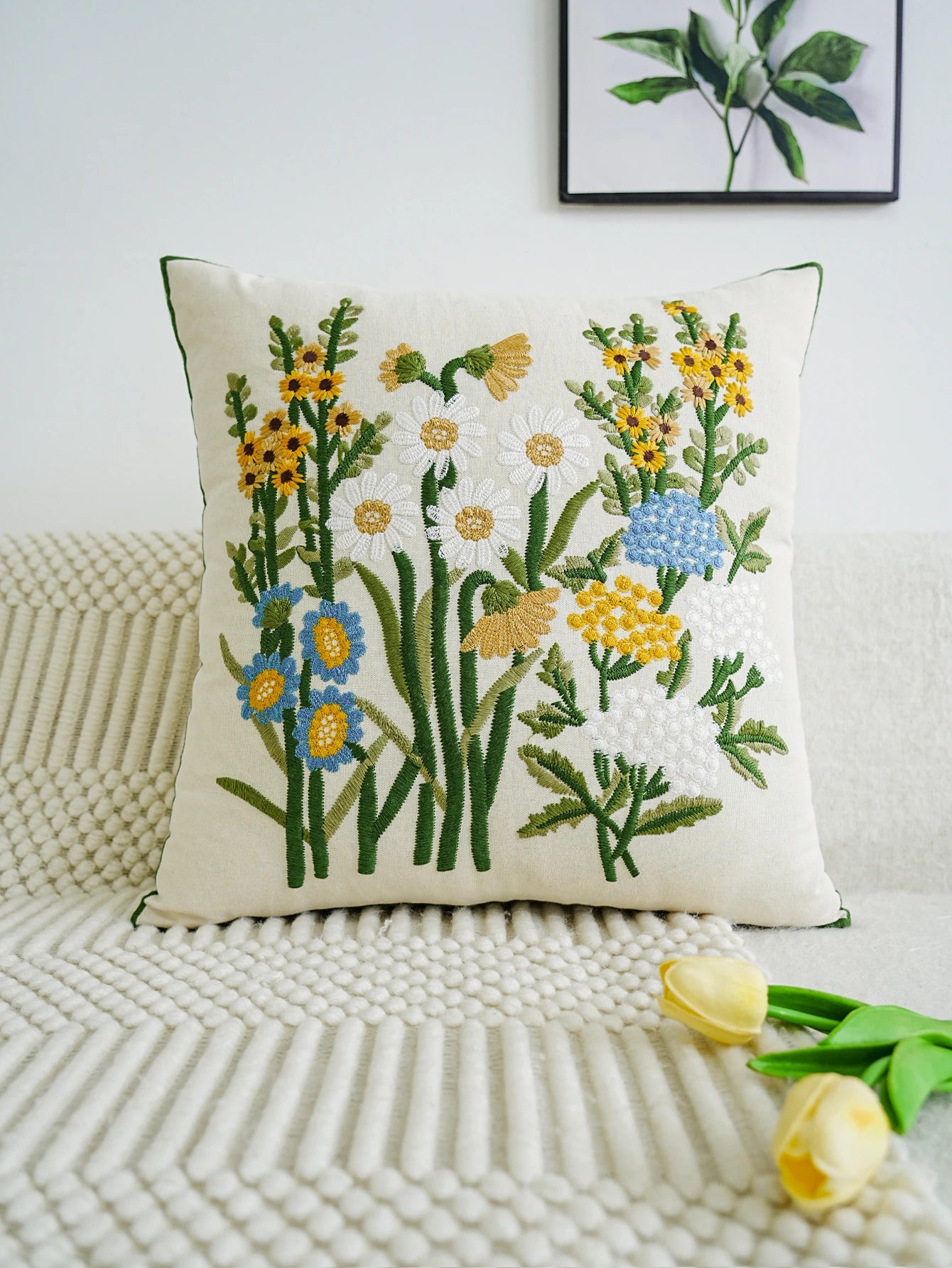 Garden Bloom™ Embroidered Floral Pillow Cover