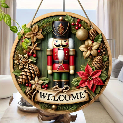 Nutcracker Cheer™ Round Wooden Christmas Wall Sign