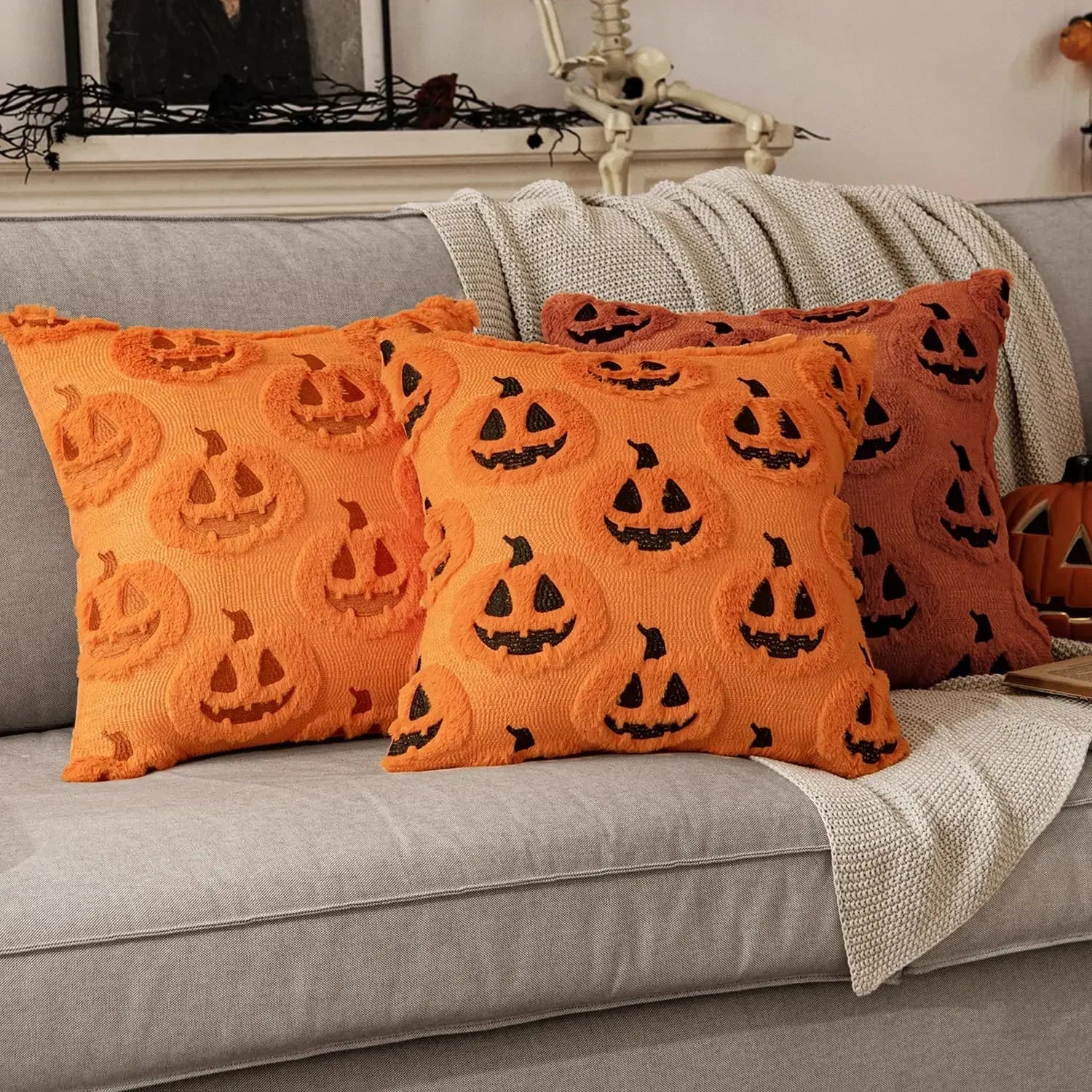 Pumpkin Patch™ Plush Halloween Pillow Cover – 4 Designs
