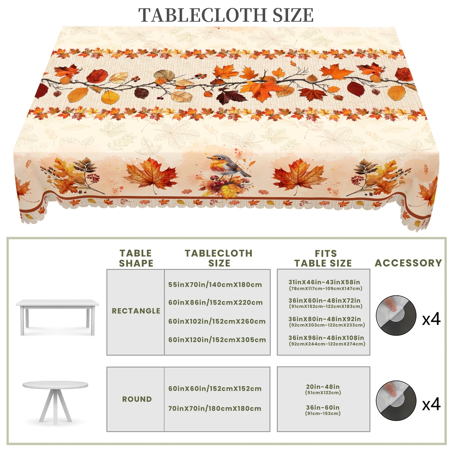 Harvest Maple™ Fall Tablecloth – Rectangular & Round