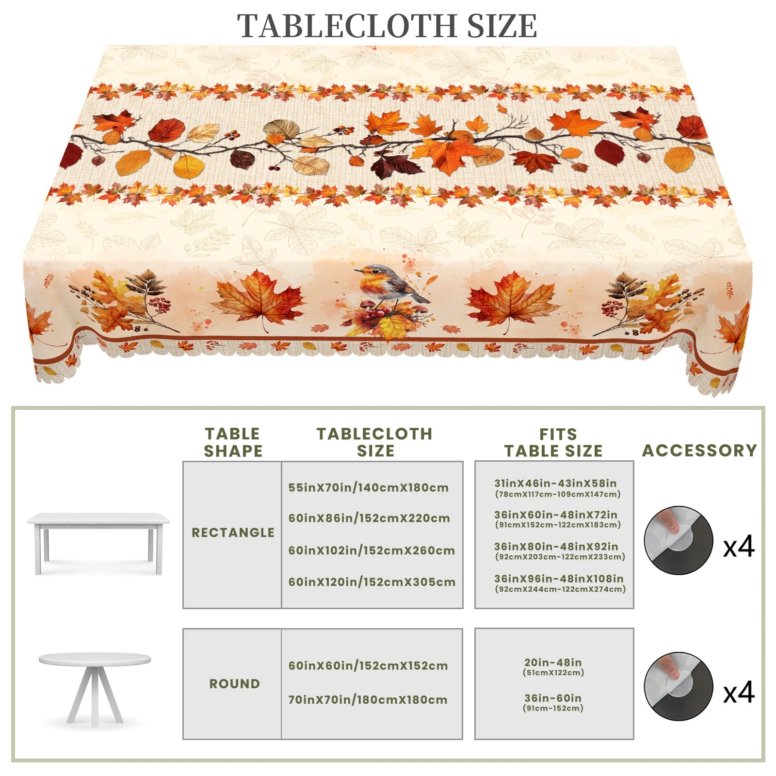 Harvest Maple™ Fall Tablecloth – Rectangular & Round