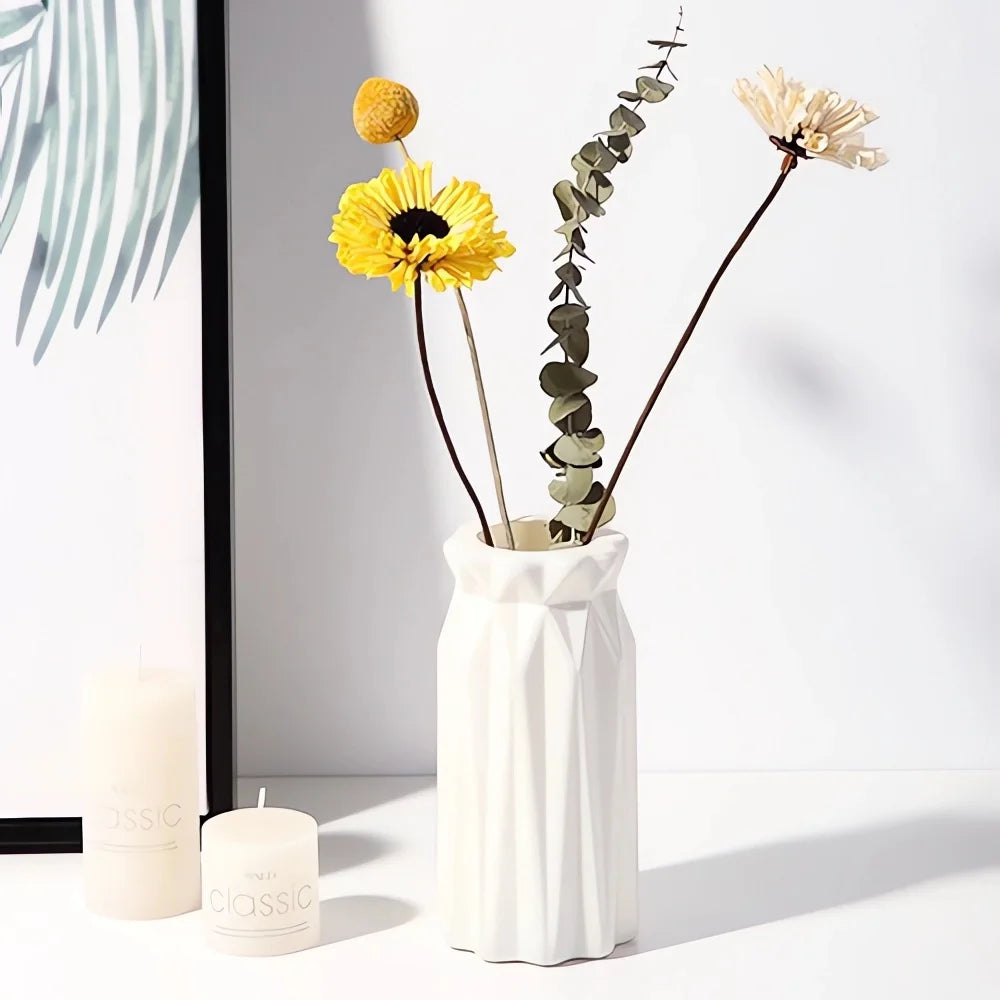 FoldForm™ Modern Sculpted White Decorative Vase