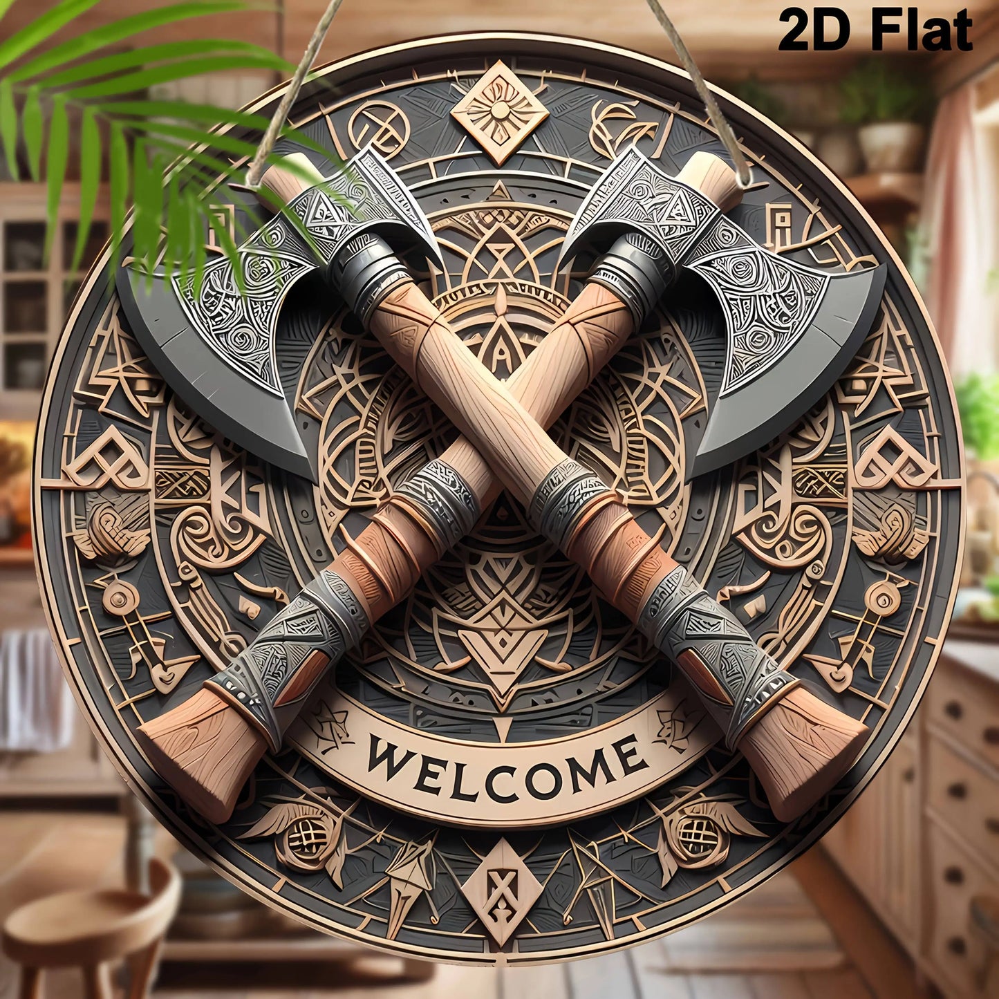 Valhalla Welcome™ Viking Axes Aluminum Wall Sign – 8 in