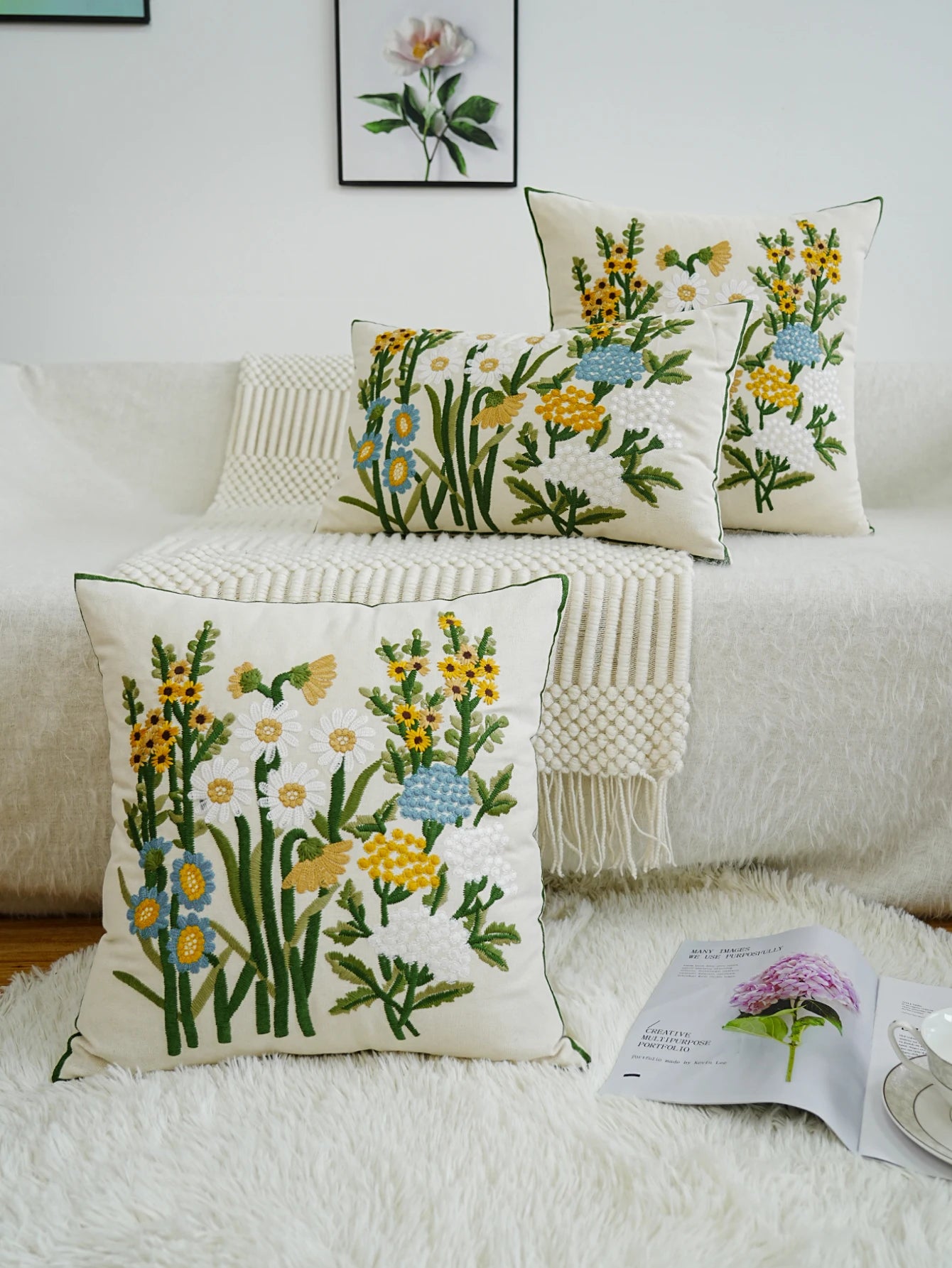 Garden Bloom™ Embroidered Floral Pillow Cover