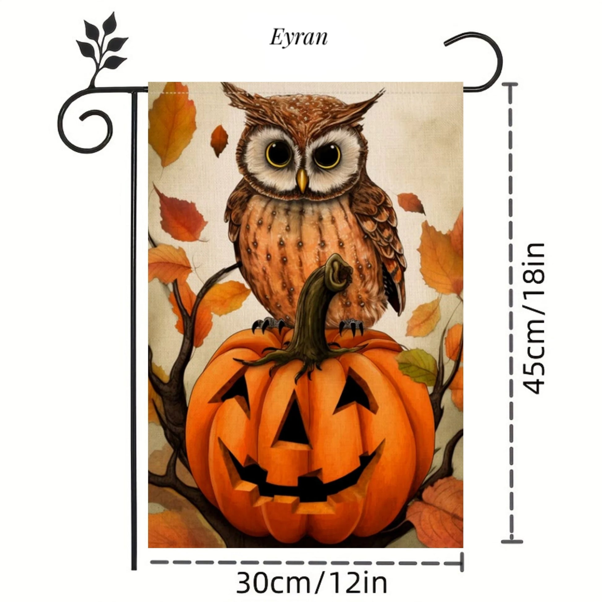 Owl & Pumpkin Halloween Garden Flag – 12 × 18 in