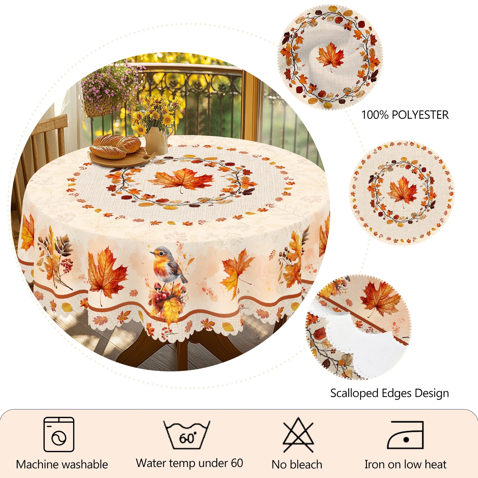 Harvest Maple™ Fall Tablecloth – Rectangular & Round