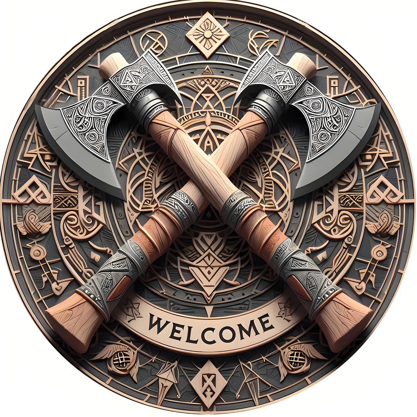 Valhalla Welcome™ Viking Axes Aluminum Wall Sign – 8 in