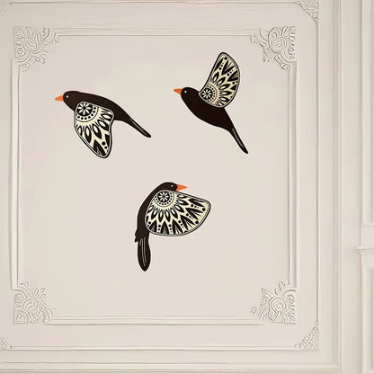 Noir Flock™ Wooden Bird Wall Decor – Set of 5