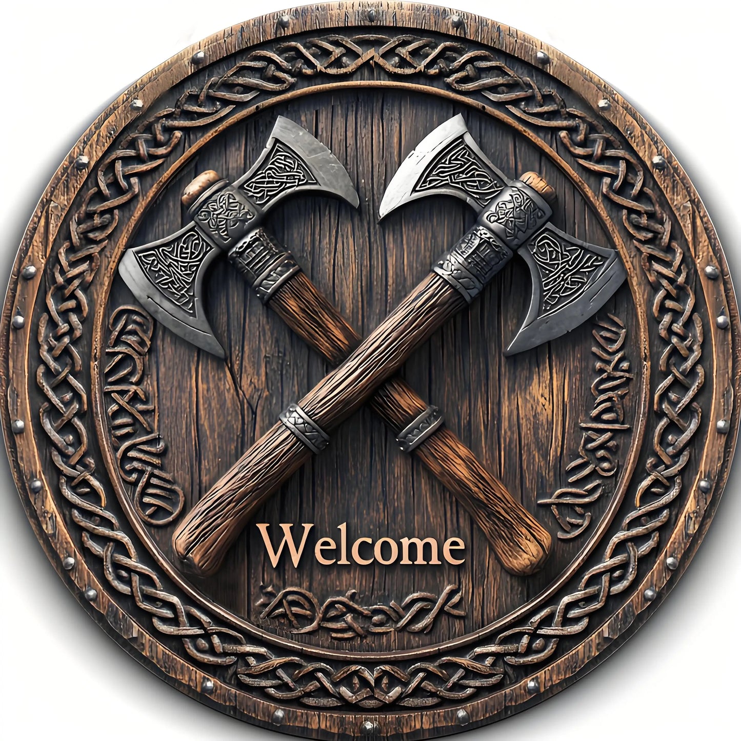 Valhalla Welcome™ Viking Axes Aluminum Wall Sign – 8 in