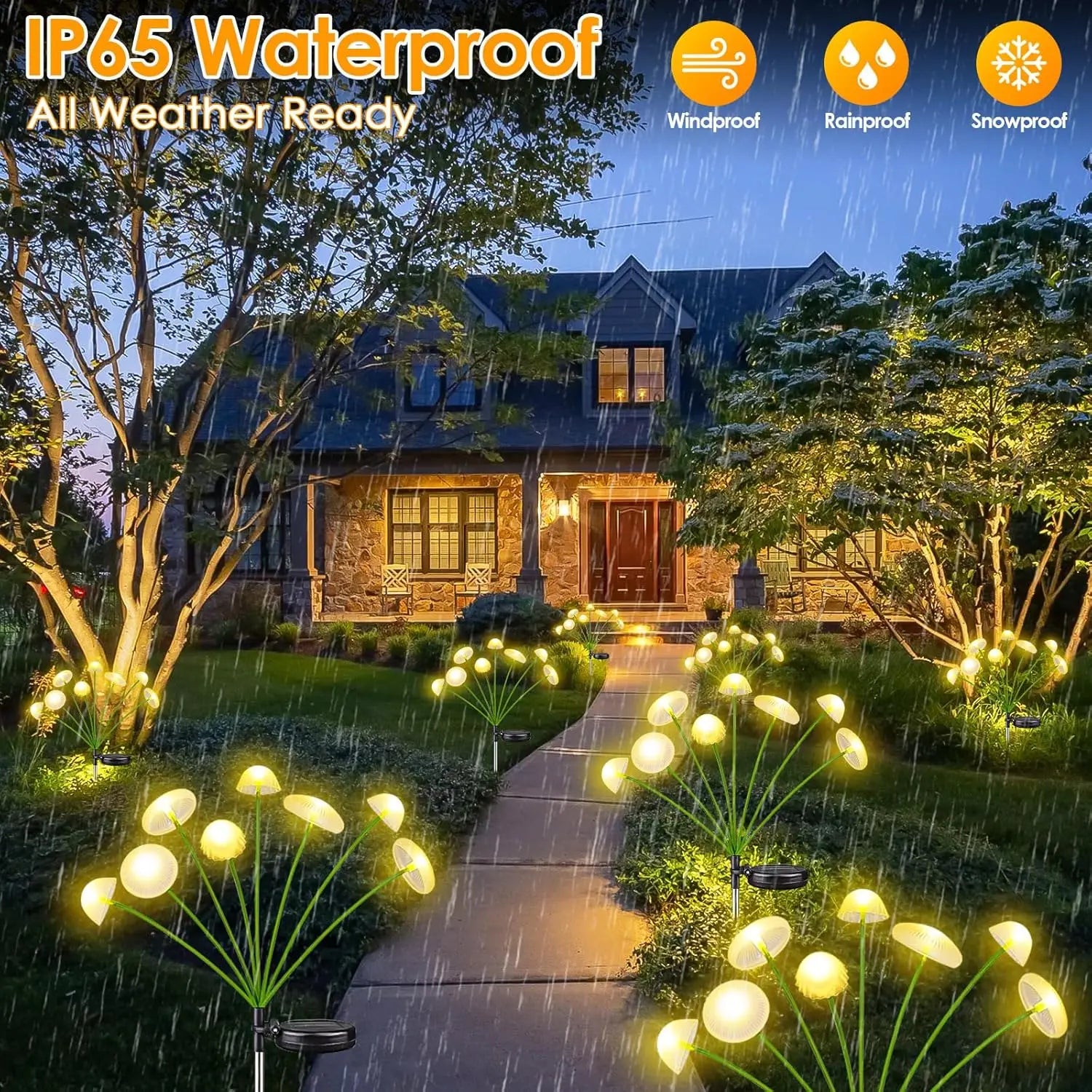 Solar mushroom garden light set with outdoor charging components