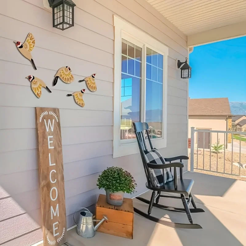 Noir Flock™ Wooden Bird Wall Decor – Set of 5