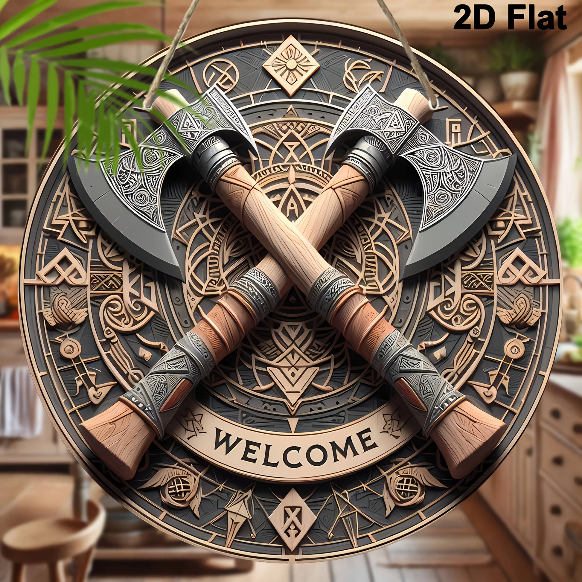 Valhalla Welcome™ Viking Axes Aluminum Wall Sign – 8 in